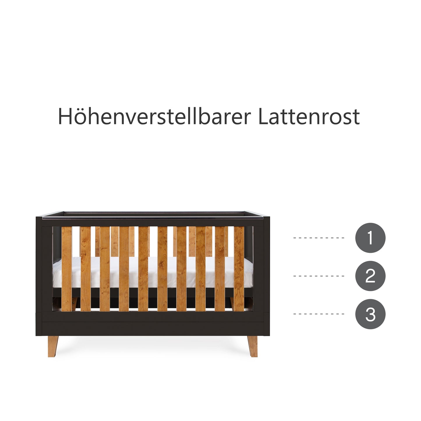 Babybett 70x140 Schiefergrau und Palisander Como