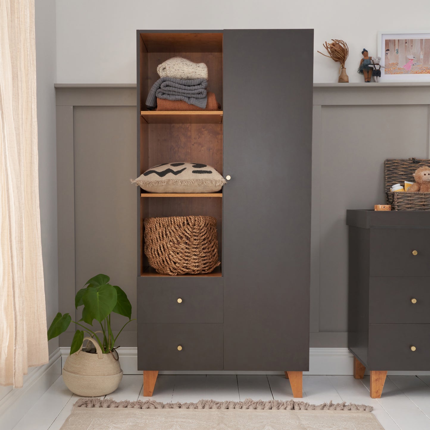 Kleiderschrank "Como" Schiefergrau / Palisander