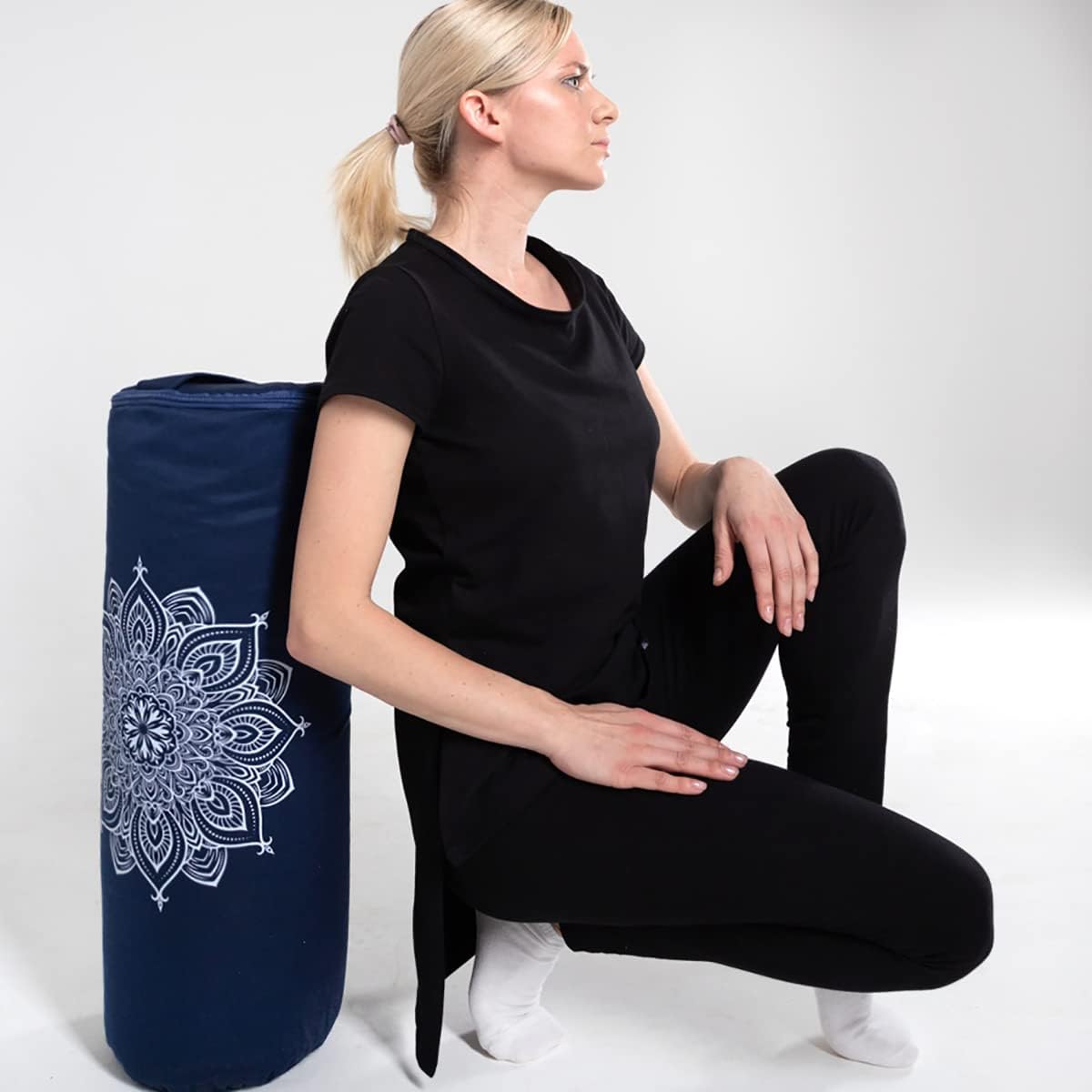 Yoga Bolster mit Mandala Muster Blau