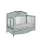 Babybett 70x140 mit Bettkasten grau Gute Nacht zum Bettsofa umgebaut. Seitenansicht