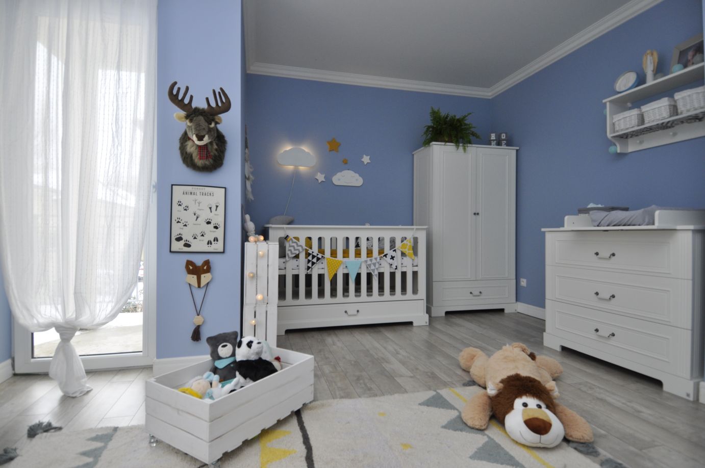 Babyzimmer Set Ines: Wickelkommode, Kleiderschrank, Babybett