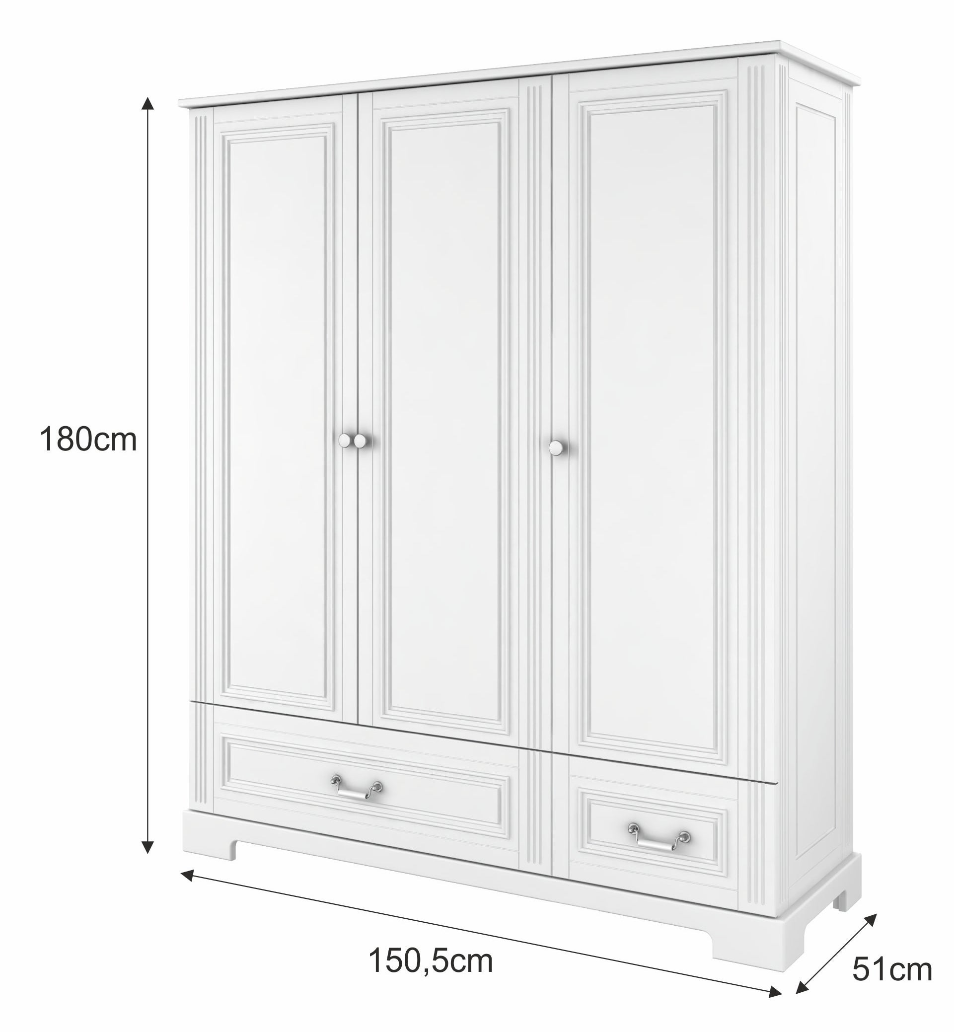 Kleiderschrank Ines PLUs Weiß Maße