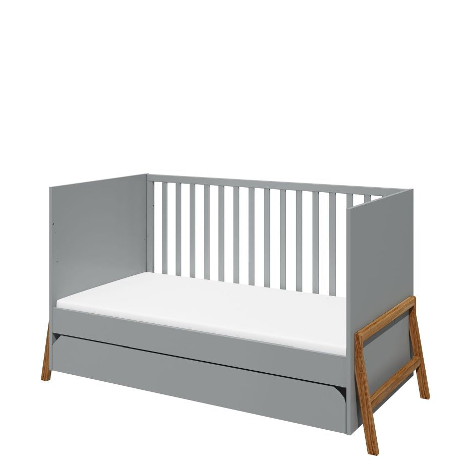 Babybett 70x140 grau Lotta ohne Gitter rechte Seite