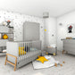 Babyzimmer Lotta grau: Babybett, Regal, Kleiderschrank, Spielzeugtruhe, Kommode